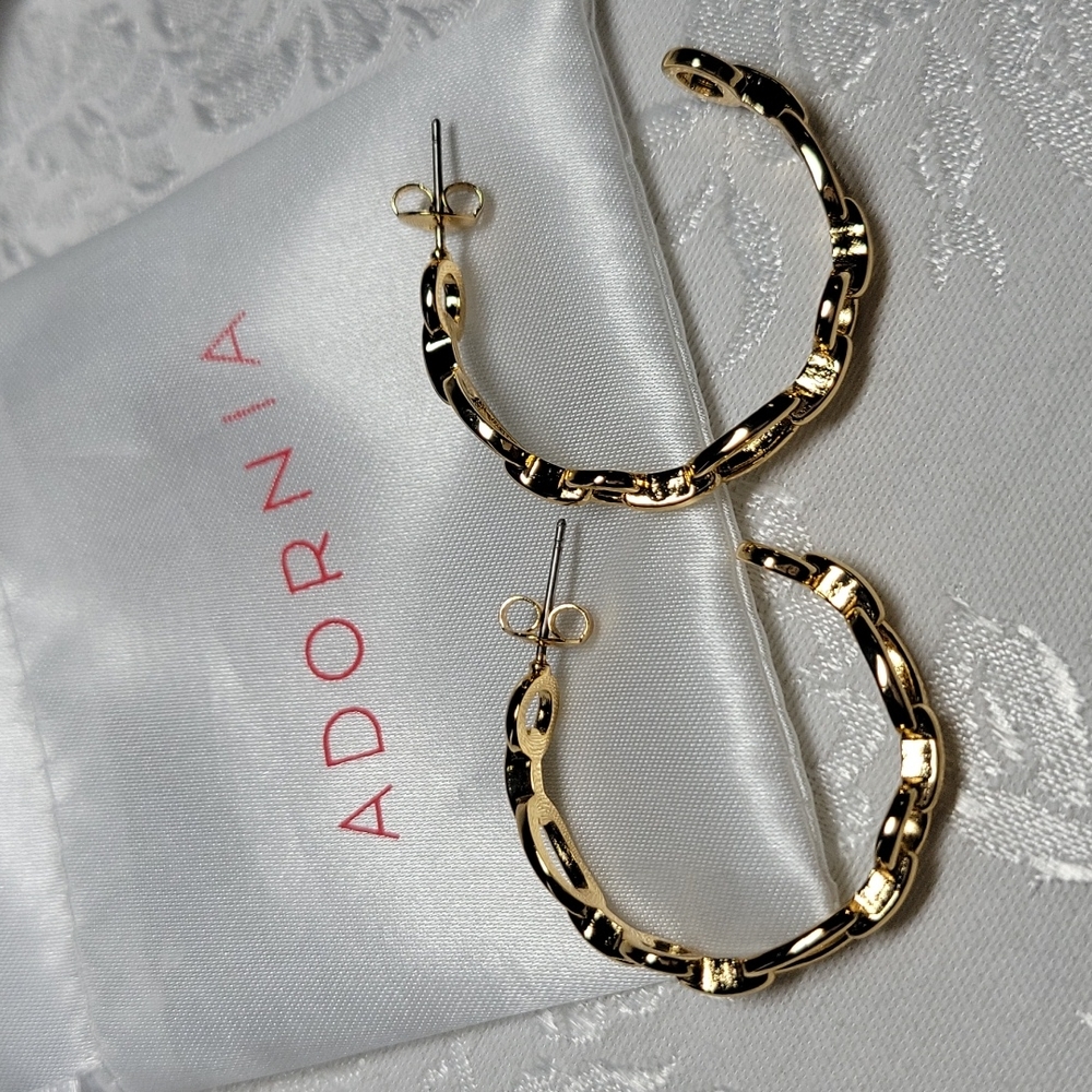 Adornia 14KGP Chain Link Hoop Earrings - Picture 3 of 5